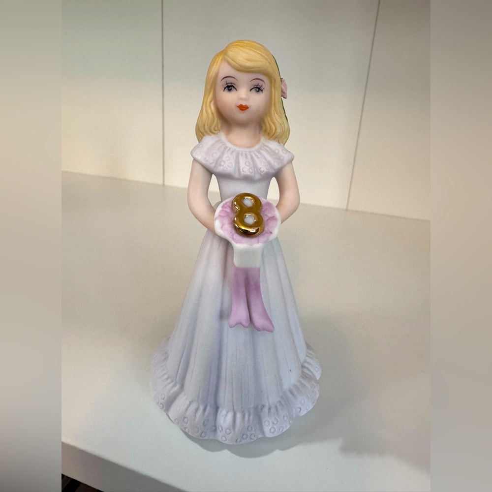 Enesco Growing Up Girls Age 8 Blonde Vintage Figurine Vintage Hallmark Decor